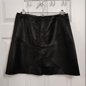Faux Leather A-line Mini Skirt